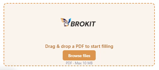 The Brokit upload area as it appears on a quote journey